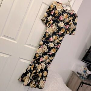 Puff Sleeve Mermaid Flora Dress By Shein